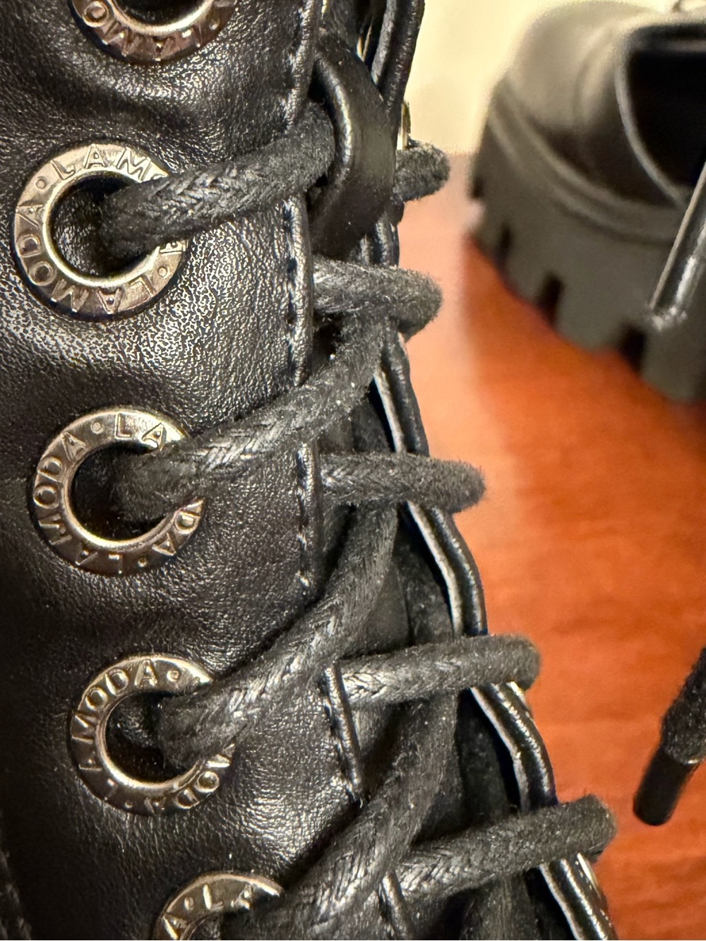 LAMODA Busy Chunky Platform Ankle combat Boots Black Cutout Goth Cybercore NWOT - Picture 9 of 12